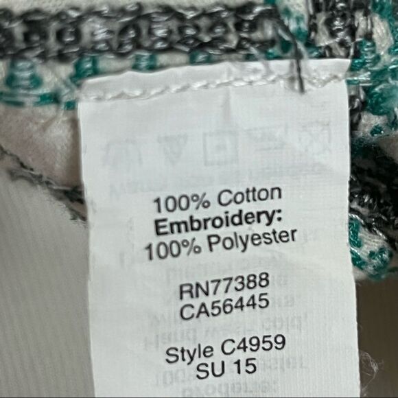 Madewell Cream And Navy Boho Embroidered Relaxed Tank With Fringe M - Picture 6 of 7